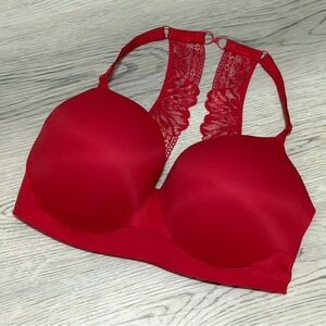 NEW Victoria's Secret Incredible Padded No-Wire Red Lace Racerback Bra 38DDD